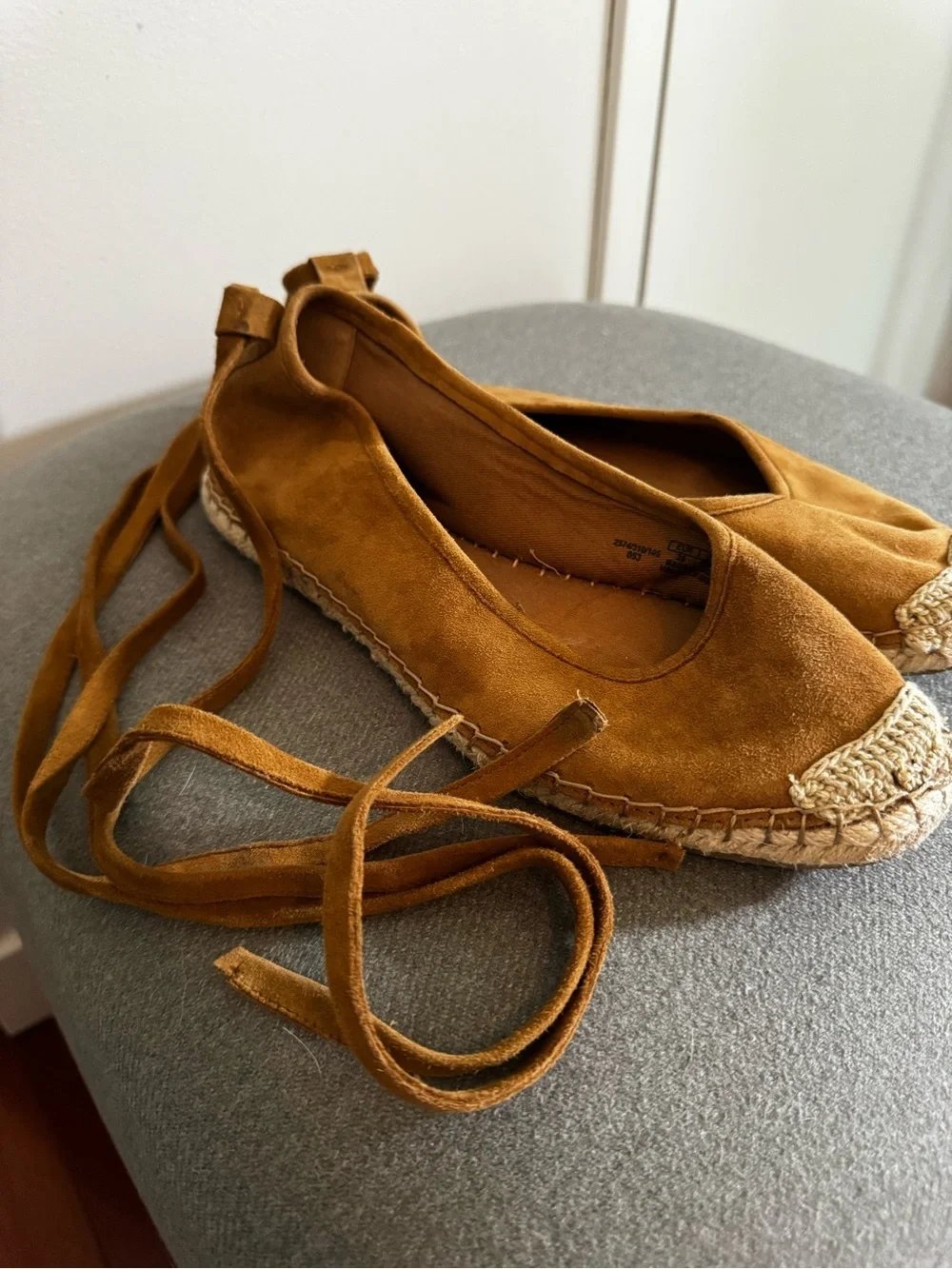 Zara Tan Suede Ankle-Tie Espadrilles